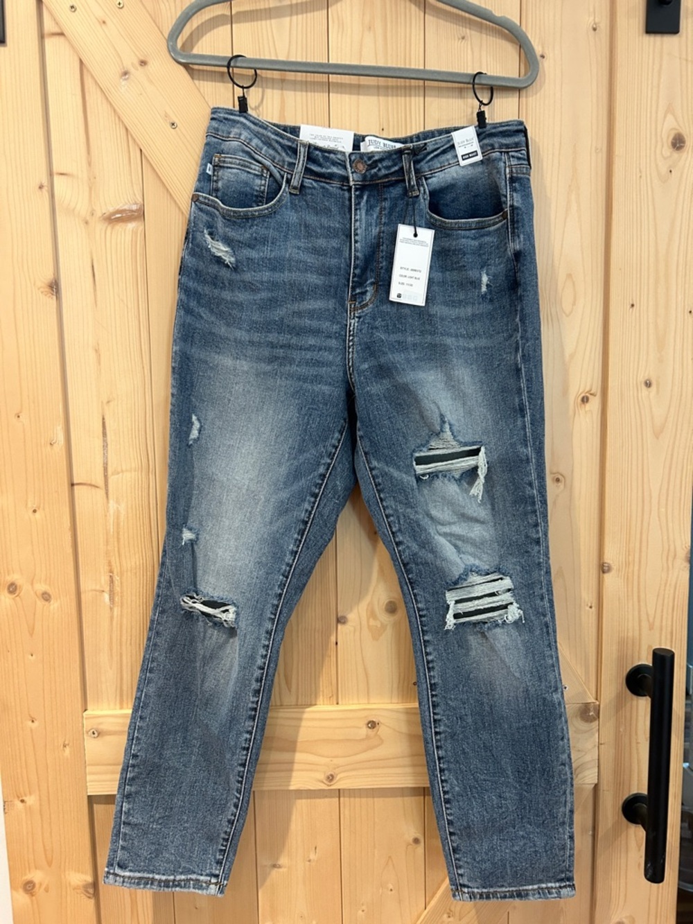 Judy Blue Distressed Dark Blue Boyfriend Jeans